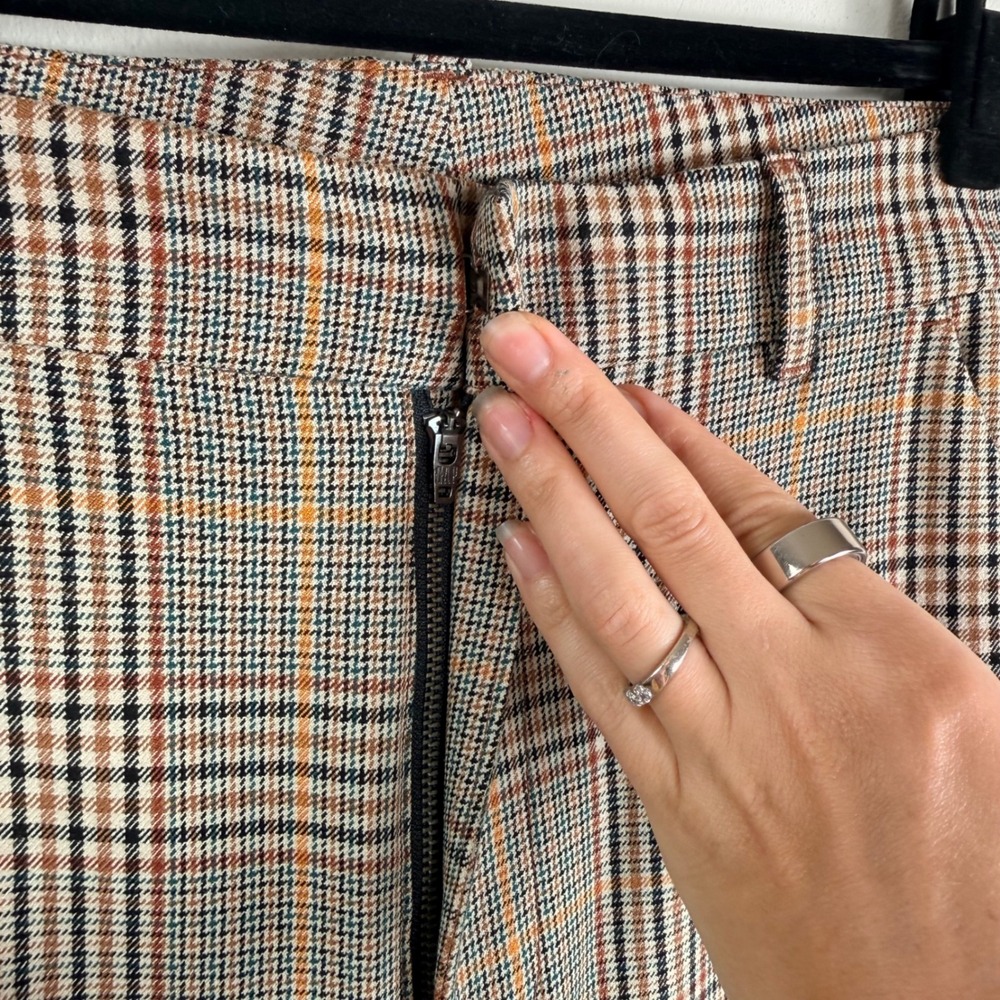 Gap Womens 6 Tall Plaid Wide Leg Trousers Brown Tan High Rise Dress Pants 1166 - Picture 5 of 10